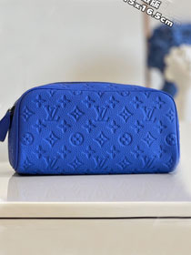 Louis vuitton original calfskin dopp kit toilet pouch m44494 blue