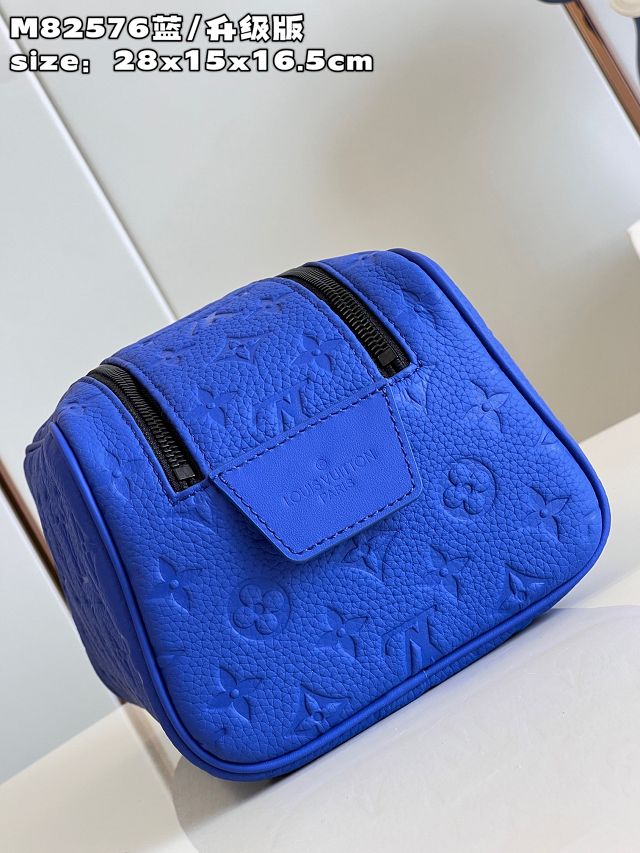 Louis vuitton original calfskin dopp kit toilet pouch m44494 blue