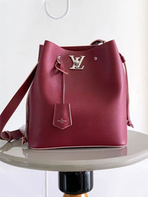 Louis vuitton original calfskin bucket bag M54677 bordeaux