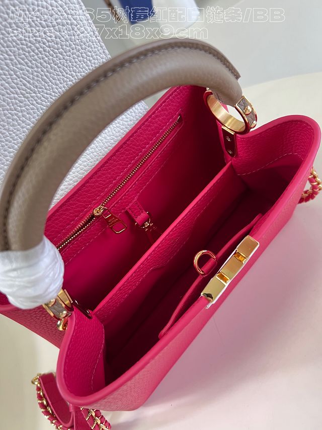 Louis vuitton original calfskin capucines BB handbag M21103 rose&white