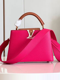 Louis vuitton original calfskin capucines BB handbag M58671 rose red