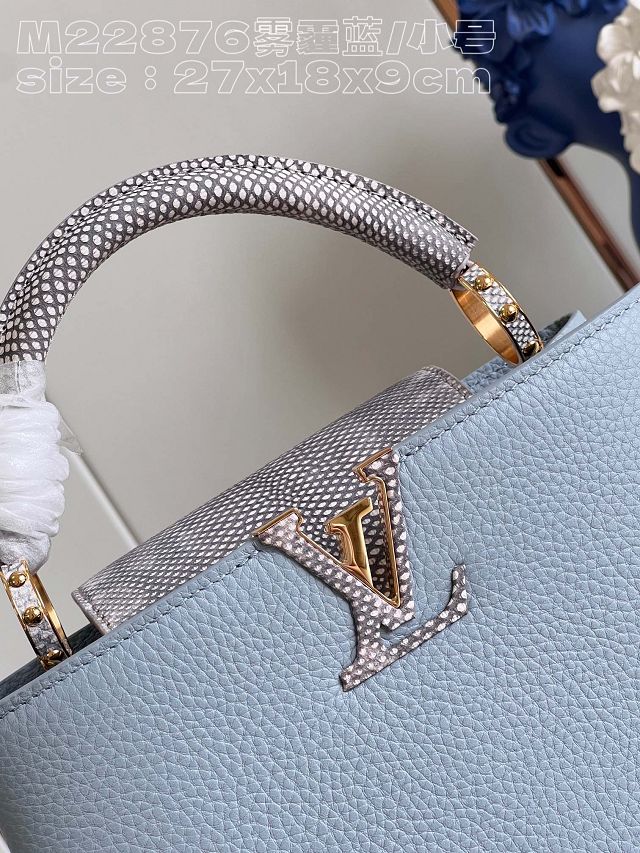 Louis vuitton original calfskin capucines BB handbag M92668 light blue