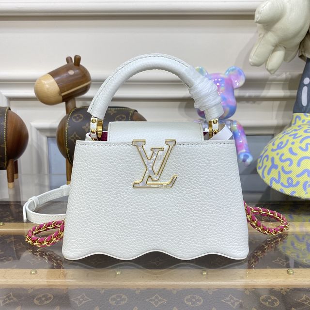 Louis vuitton original calfskin capucines mini handbag M22606 white