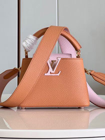 Louis vuitton original calfskin capucines mini handbag M48865 brown&pink