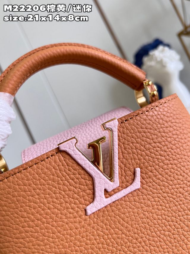 Louis vuitton original calfskin capucines mini handbag M48865 brown&pink
