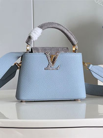 Louis vuitton original calfskin capucines mini handbag M48865 light blue