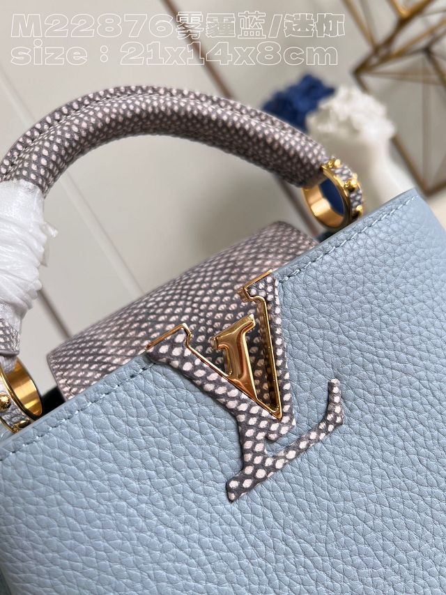 Louis vuitton original calfskin capucines mini handbag M48865 light blue