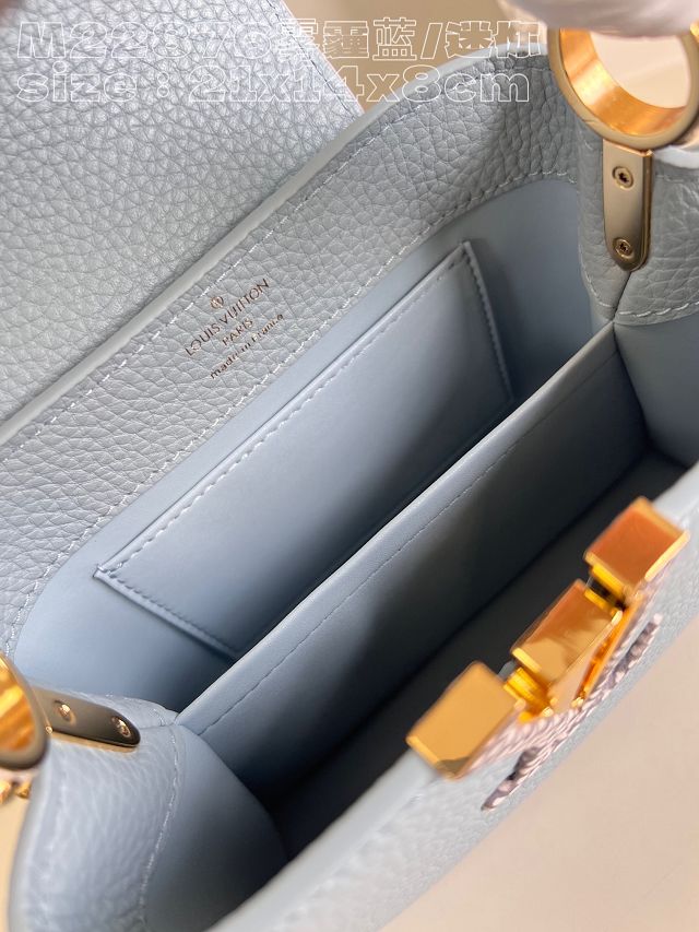 Louis vuitton original calfskin capucines mini handbag M48865 light blue