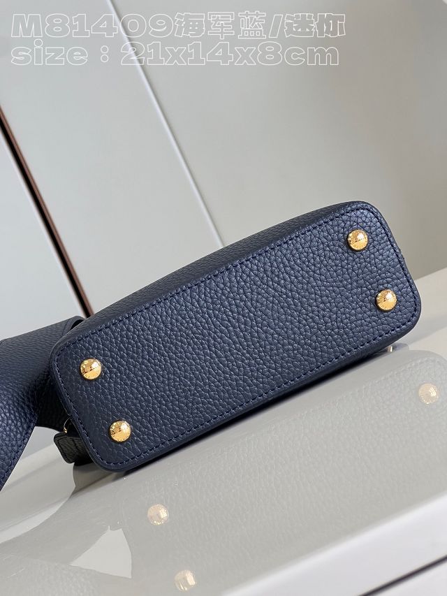 Louis vuitton original calfskin capucines mini handbag M48865 navy blue&rose