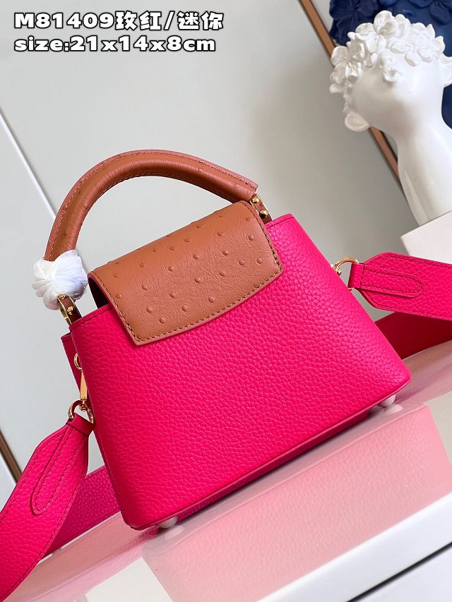 Louis vuitton original calfskin capucines mini handbag M48865 rose red