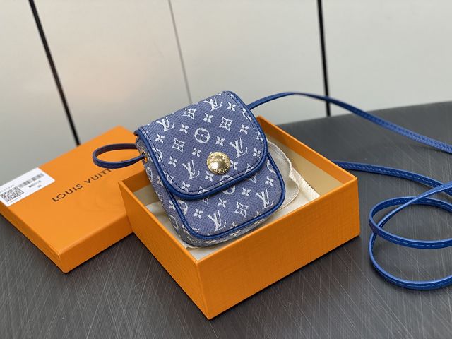 Louis vuitton original denim lipstick case M60018 blue