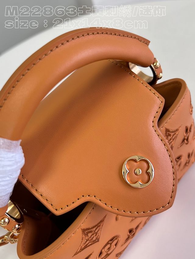 Louis vuitton original calfskin capucines mini handbag M22375 brown