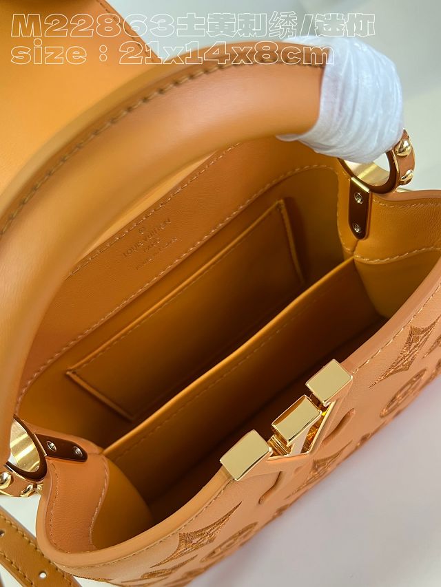 Louis vuitton original calfskin capucines mini handbag M22375 brown