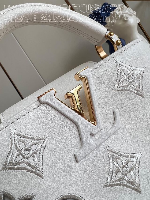 Louis vuitton original calfskin capucines mini handbag M22375 white