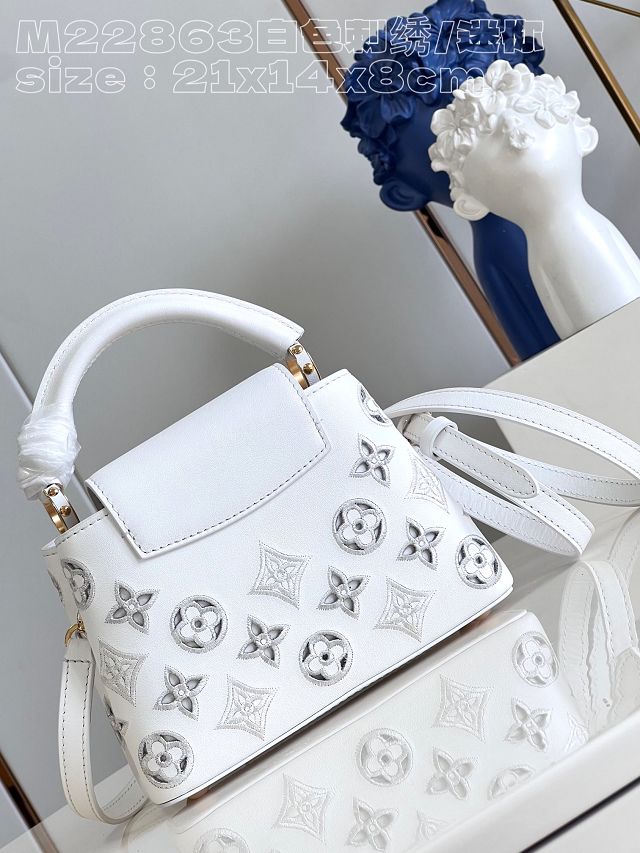 Louis vuitton original calfskin capucines mini handbag M22375 white