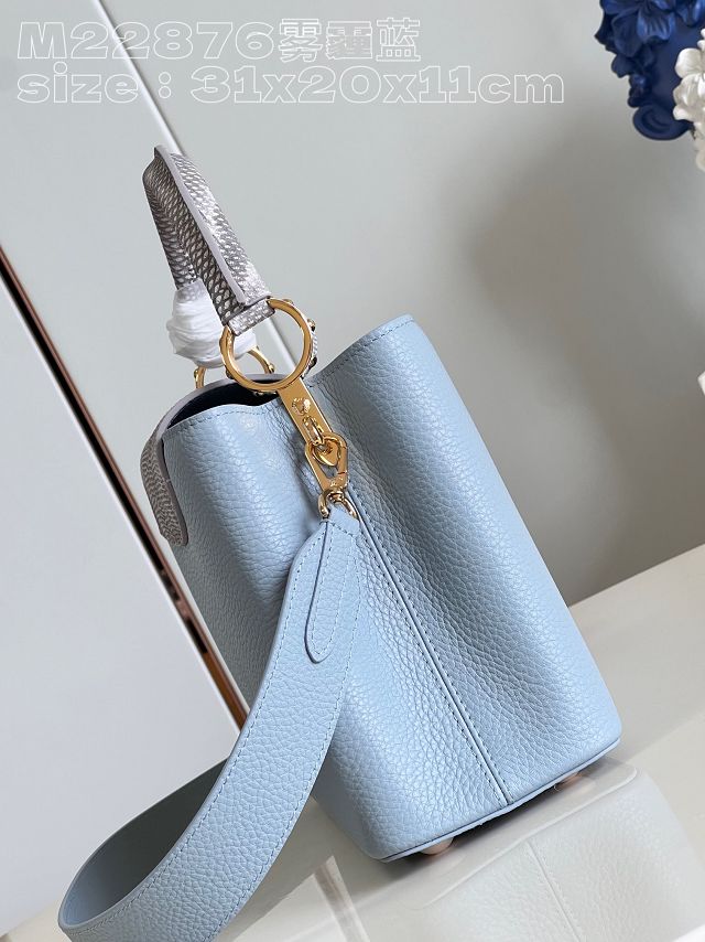 Louis vuitton original calfskin capucines mm handbag M20704 light blue