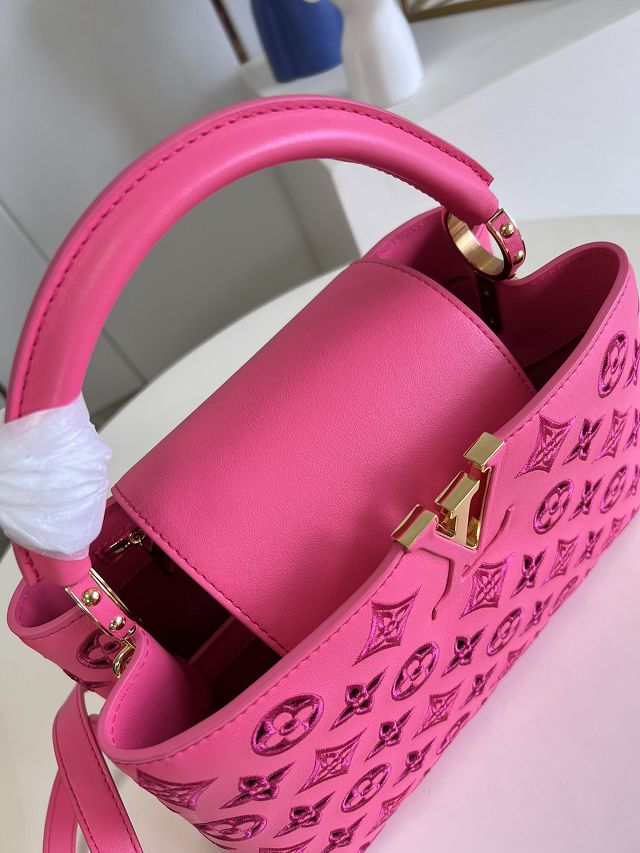 Louis vuitton original calfskin capucines mm handbag M21105 rose red