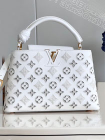 Louis vuitton original calfskin capucines mm handbag M21105 white