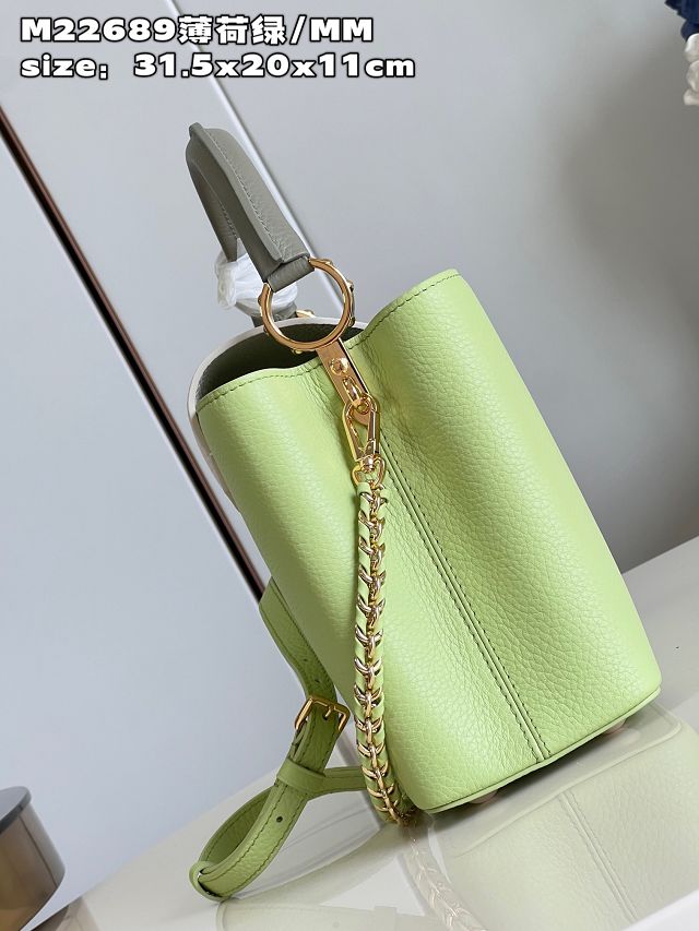 Louis vuitton original calfskin capucines mm handbag M59516 light green