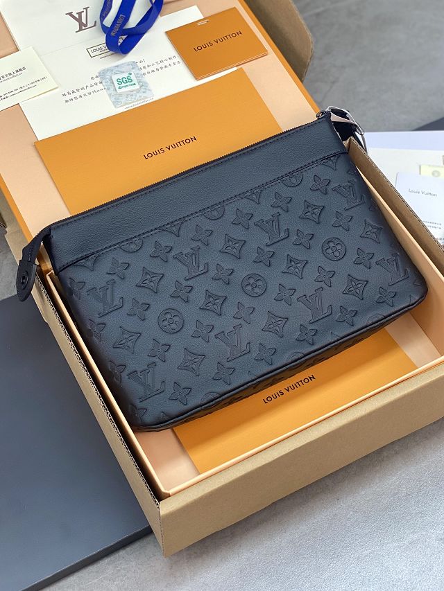 Louis vuitton original calfskin pochette voyage M82545 black