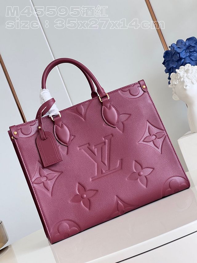 Louis vuitton original calfskin onthego mm M46601 wine 