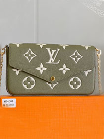 Louis vuitton original calfskin pochette felicie M64064 khaki