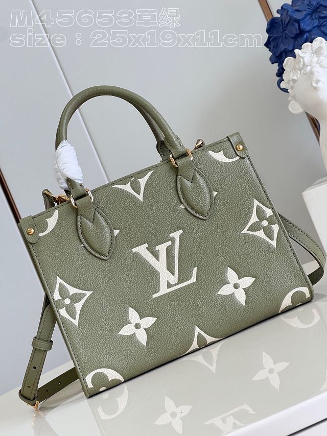 Louis vuitton original embossed calfskin onthego pm M46647 khaki