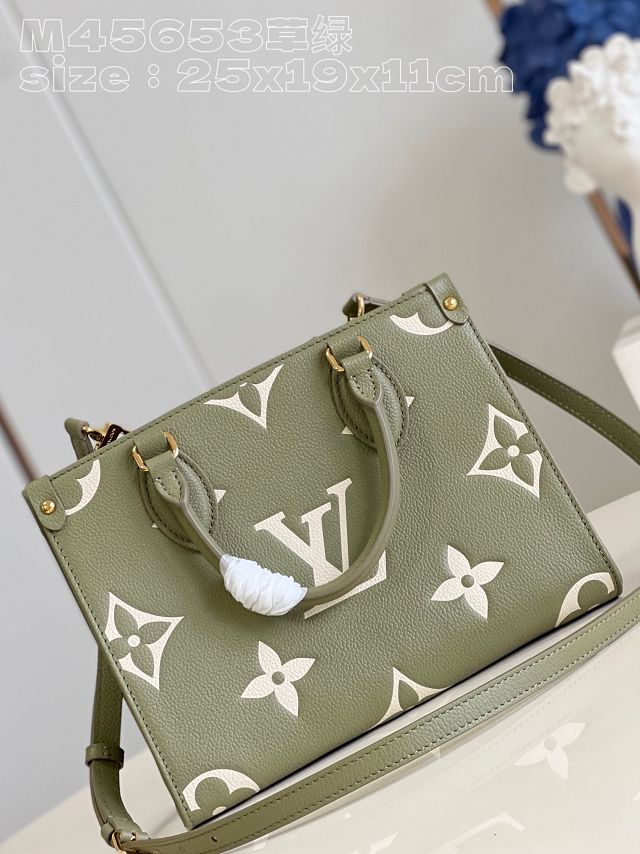 Louis vuitton original embossed calfskin onthego pm M46647 khaki