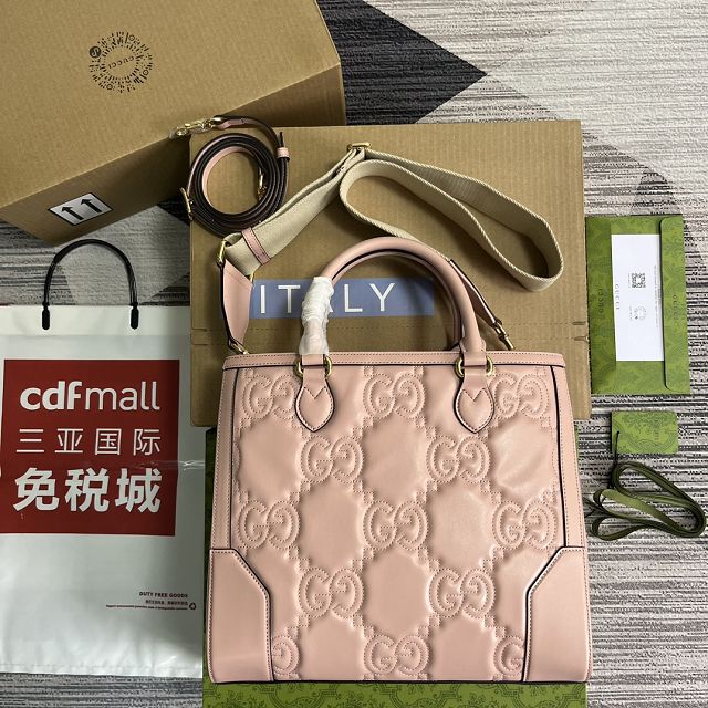 GG original matelasse leather medium tote bag 728236 pink