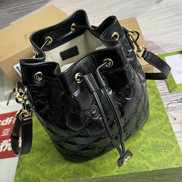 2023 GG original matelasse leather bucket bag 732448 black