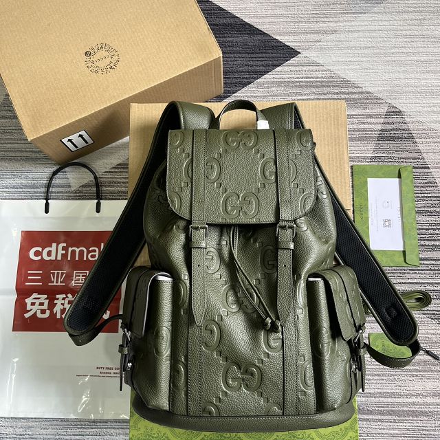 GG original embossed calfskin backpack 625770 khaki green