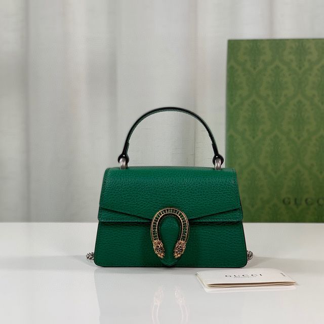 GG original calfskin dionysus mini top handle bag 752029 green