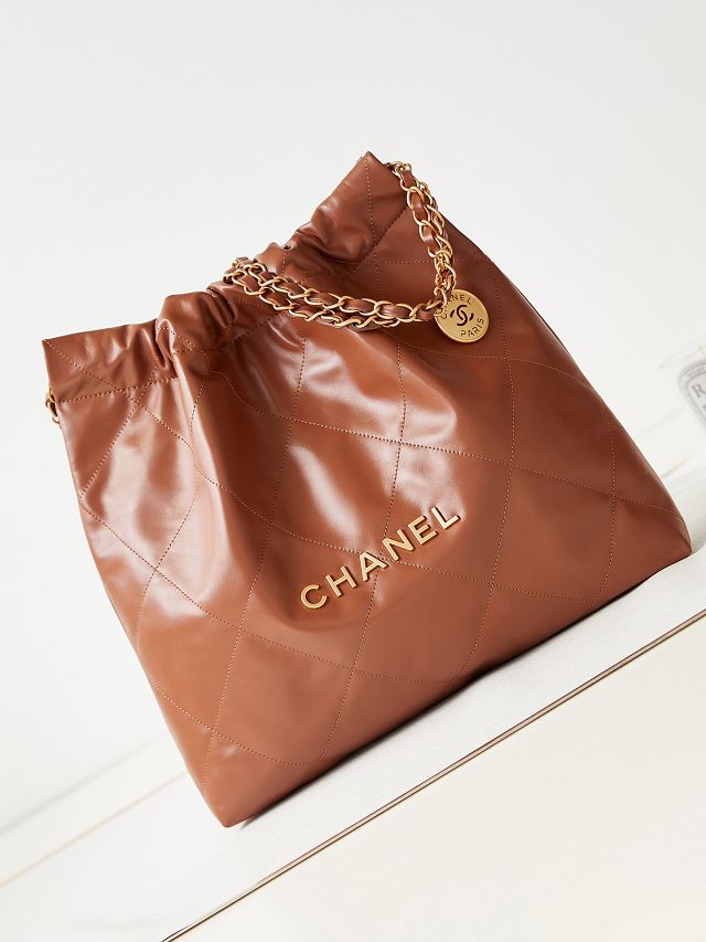 2024 CC original calfskin 22 medium handbag AS3261 caramel