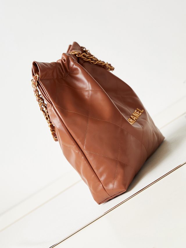 2024 CC original calfskin 22 medium handbag AS3261 caramel