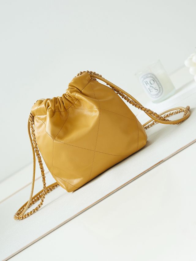 2024 CC original calfskin 22 mini handbag AS3980 yellow