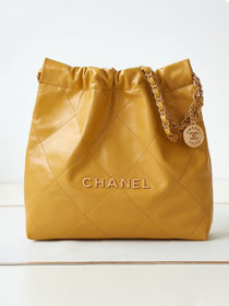 2024 CC original calfskin 22 small handbag AS3260 yellow