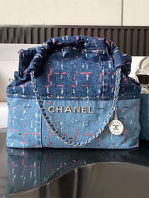 2024 CC original denim 22 medium handbag AS3261 blue