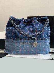 2024 CC original denim 22 small handbag AS3260 blue