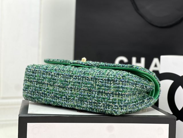 CC original tweed medium flap bag A01112 green