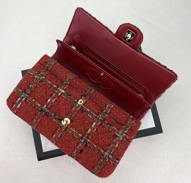 CC original tweed medium flap bag A01112 red