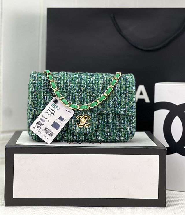 CC original tweed mini flap bag A69900 green