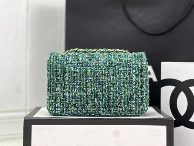 CC original tweed mini flap bag A69900 green