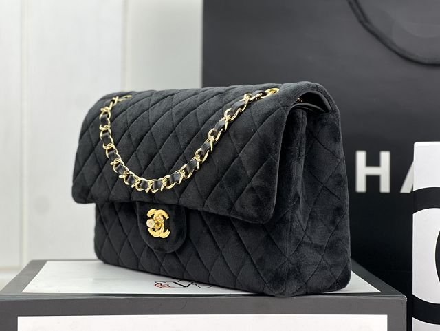 CC original velvet medium flap bag A01112 black