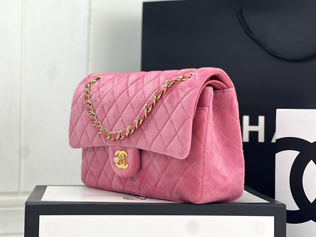 CC original velvet medium flap bag A01112 pink