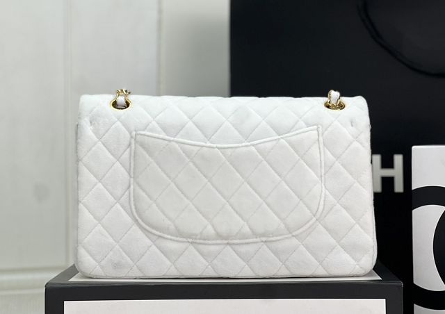 CC original velvet medium flap bag A01112 white