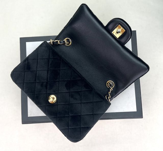 CC original velvet mini flap bag A69900 black