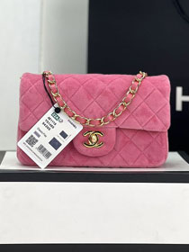 CC original velvet mini flap bag A69900 pink