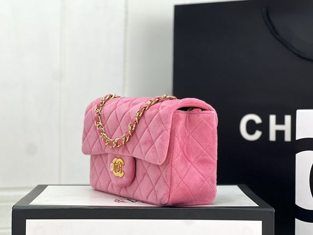 CC original velvet mini flap bag A69900 pink