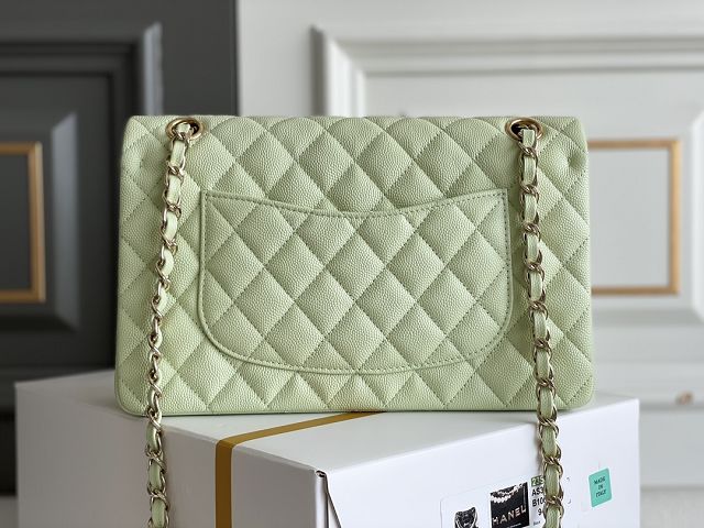 CC original grained calfskin medium flap bag A01112 light green