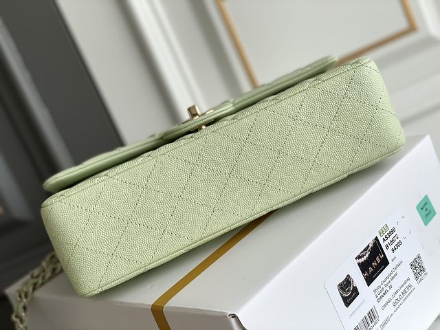 CC original grained calfskin medium flap bag A01112 light green